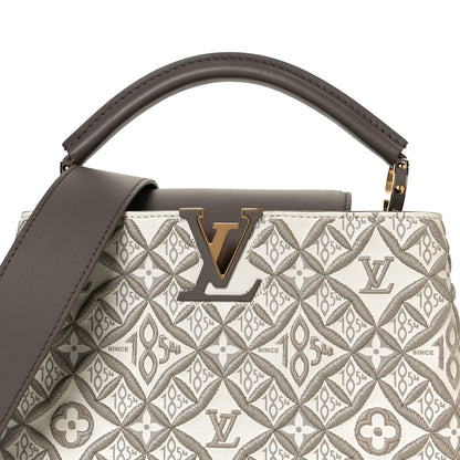 Louis Vuitton Calfskin Since 1854 Embroidered Capucines BB Ecru Taupe 7 of 11