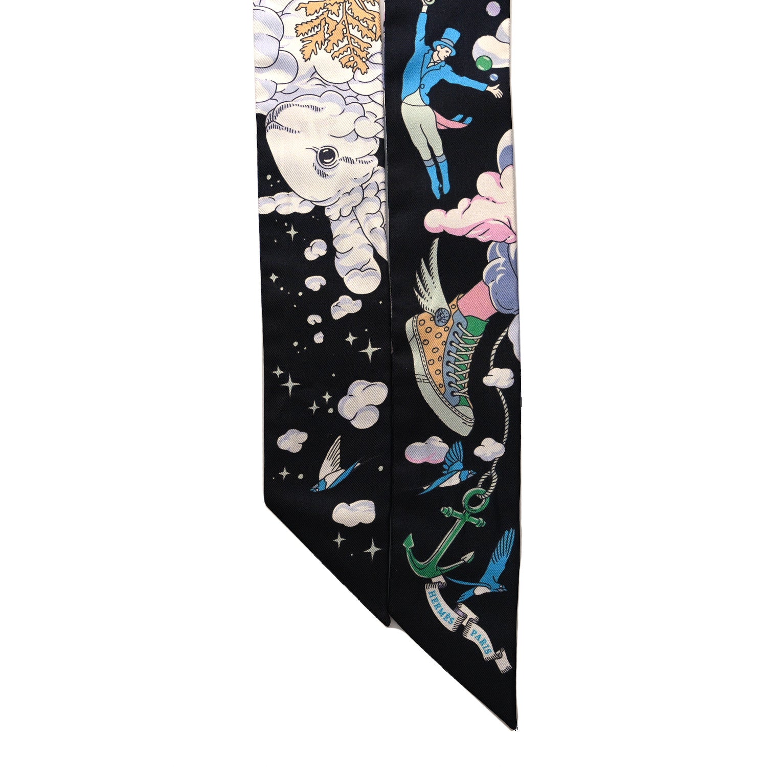 Hermes Silk Sur Mon Nuage Twilly Bleu Black Mauve 2 of 3