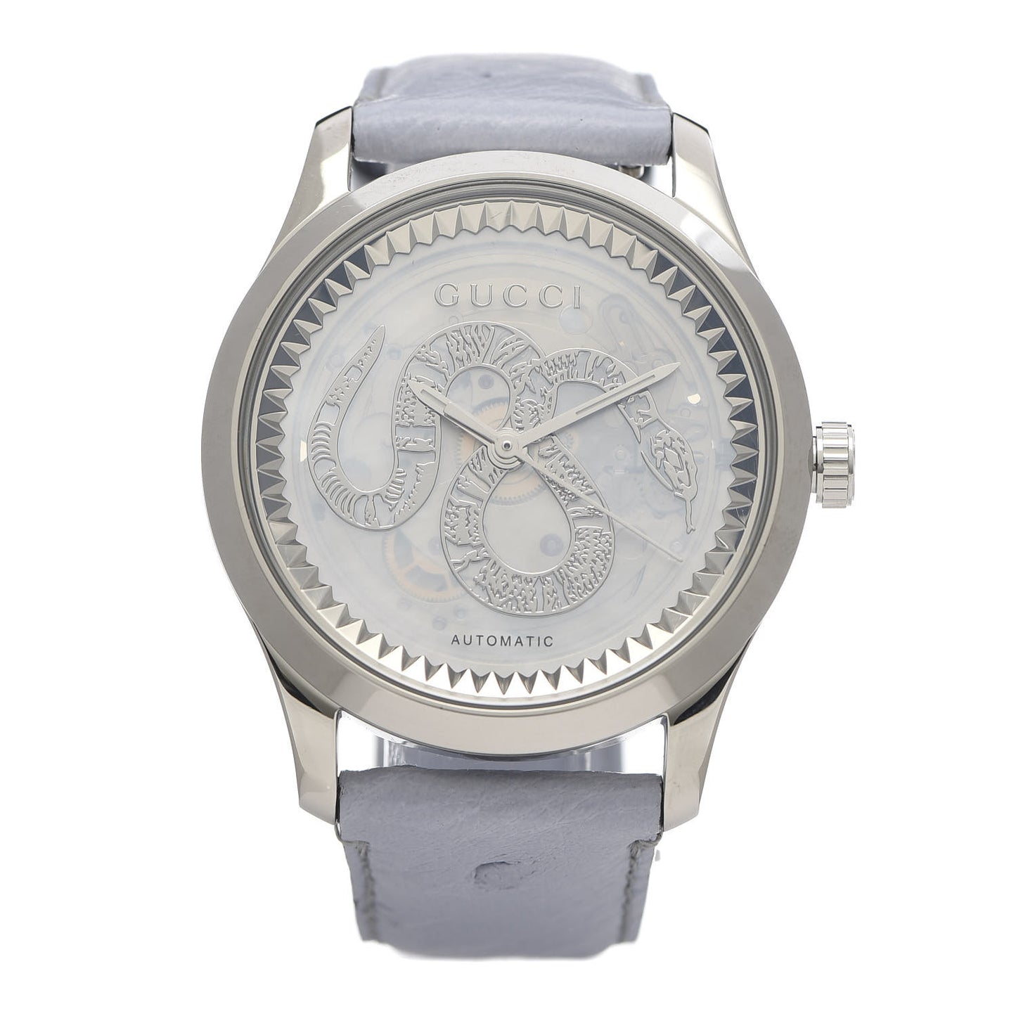 Stainless Steel Ostrich Blue Mother of Pearl 38mm G-Timeless Snake Automatic Watch