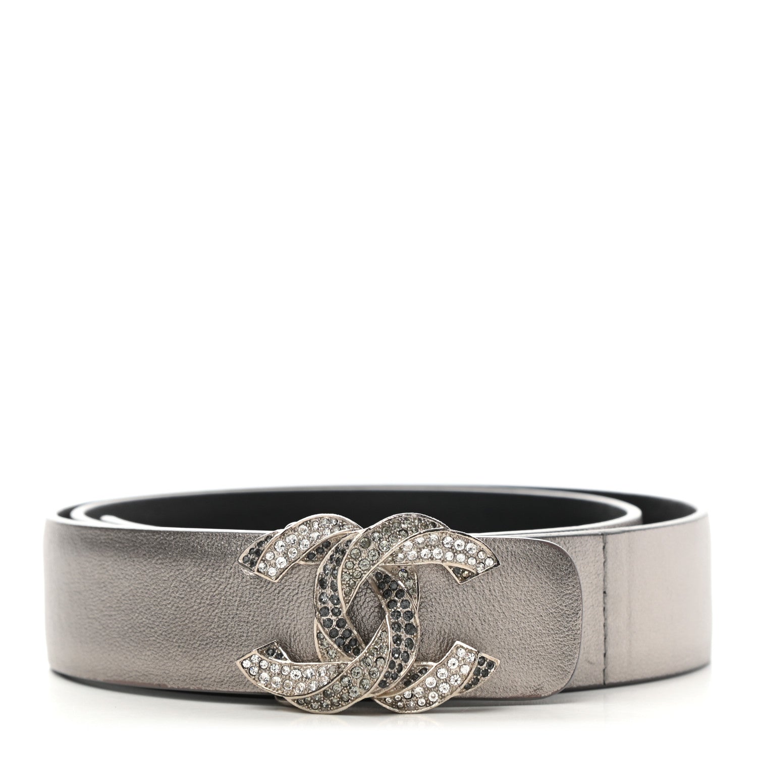 Chanel Metallic Calfskin Crystal CC Chain Belt 75 30 Silver 1 of 11