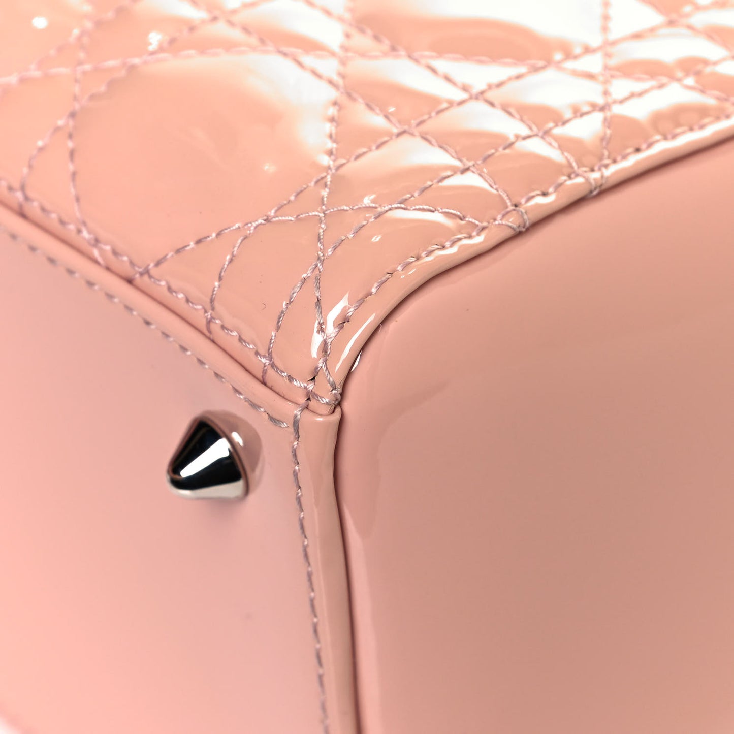 Patent Cannage Medium Lady Dior Rose Clair