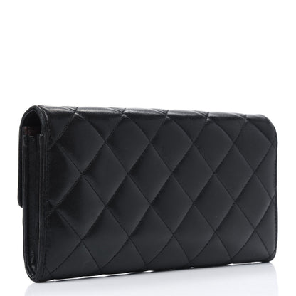Chanel Lambskin Quilted Long Flap Wallet Black 3 of 21