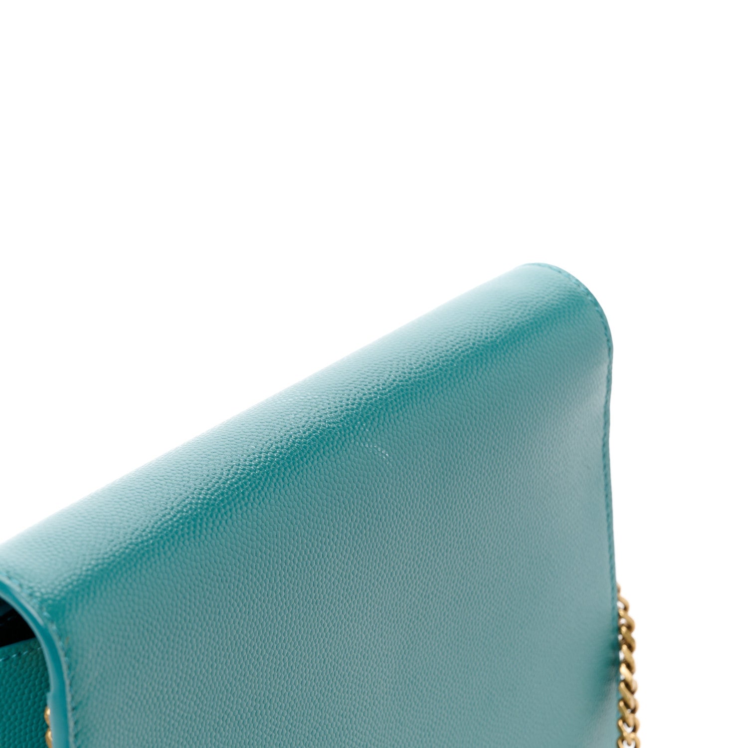 Saint Laurent Grain De Poudre Monogram Cassandra Chain Wallet Teal 12 of 12