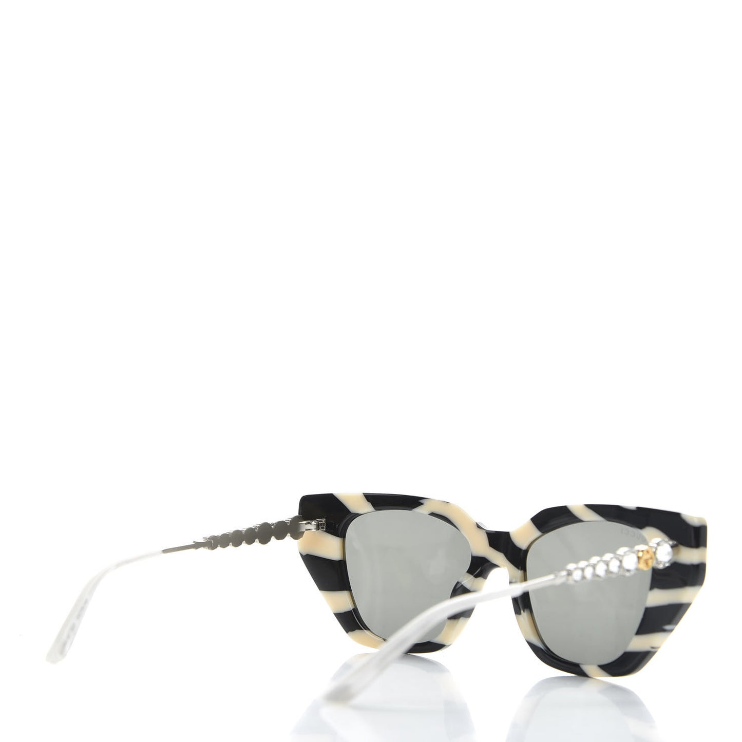 Acetate Crystal Embellished Cat Eye Sunglasses GG0641S Black Off White