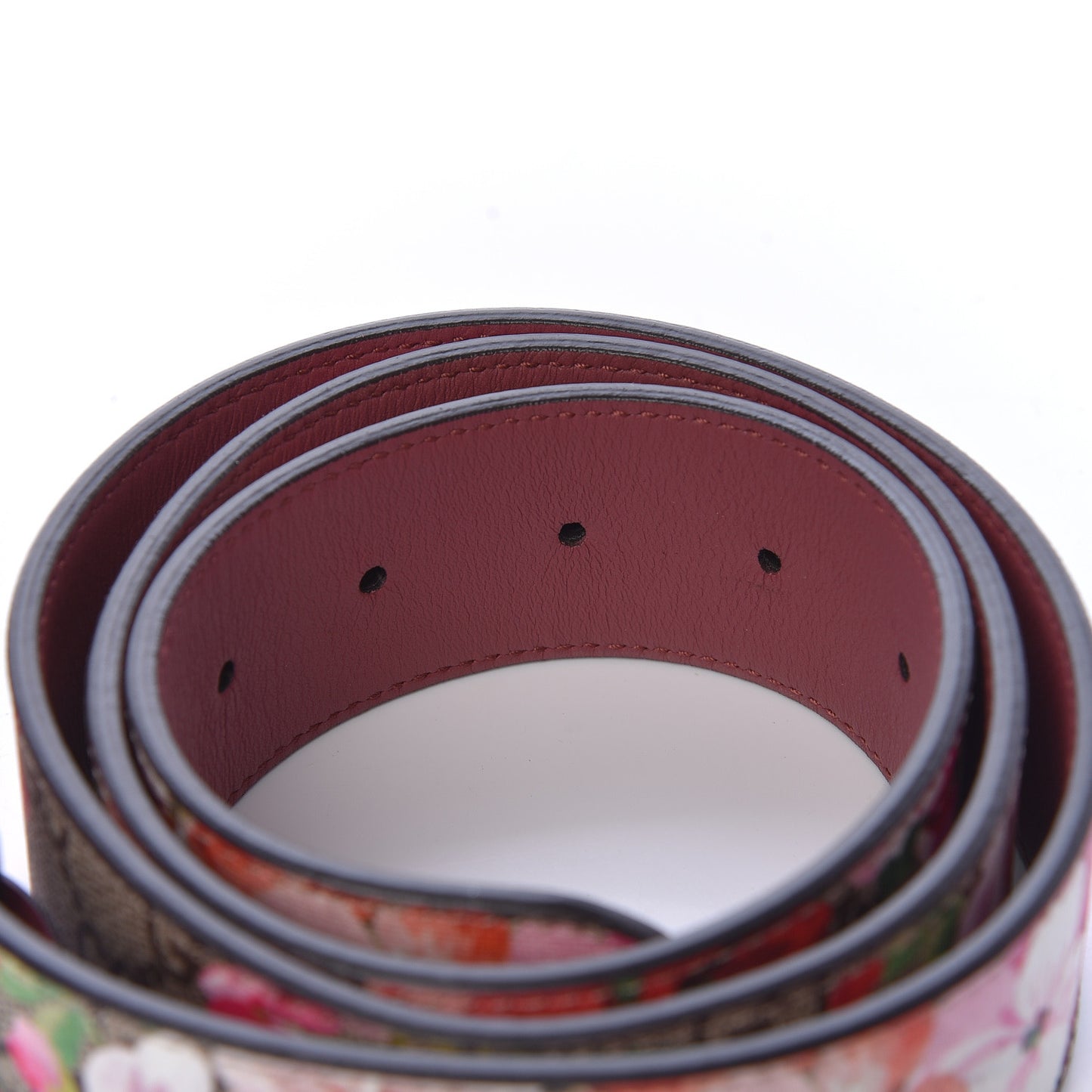 GG Plus Monogram Blooms Plaque Belt 95 38 Beige Multicolor Dry Rose