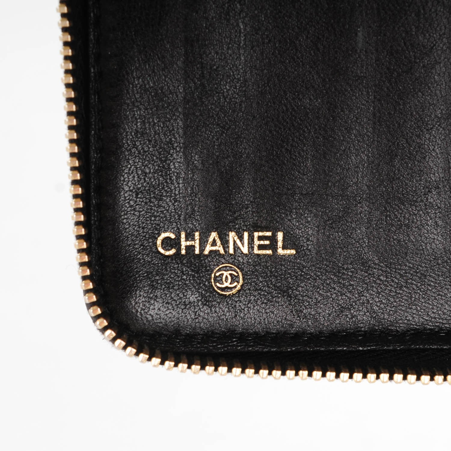 Chanel Lambskin Quilted Camellia Zip Around Organizer Wallet Black 5 of 7