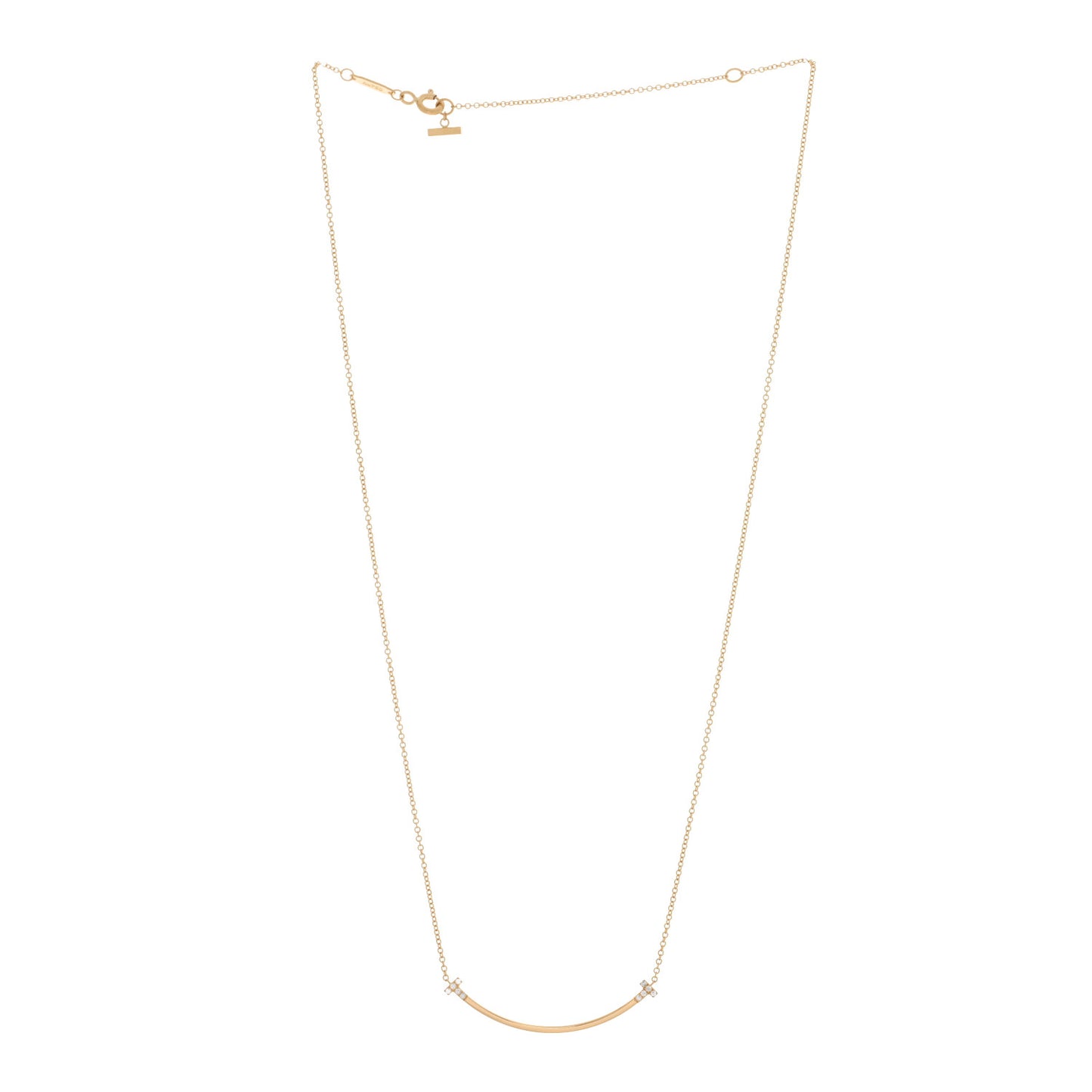18K Yellow Gold Diamond Small T Smile Pendant Necklace