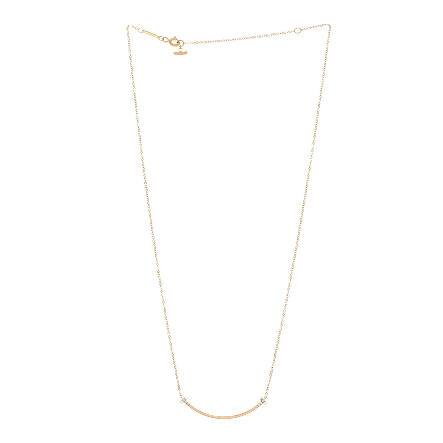 Tiffany 18K Yellow Gold Diamond Small T Smile Pendant Necklace 3 of 5