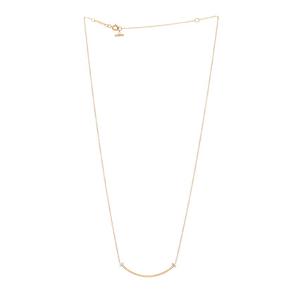 Tiffany 18K Yellow Gold Diamond Small T Smile Pendant Necklace 3 of 5