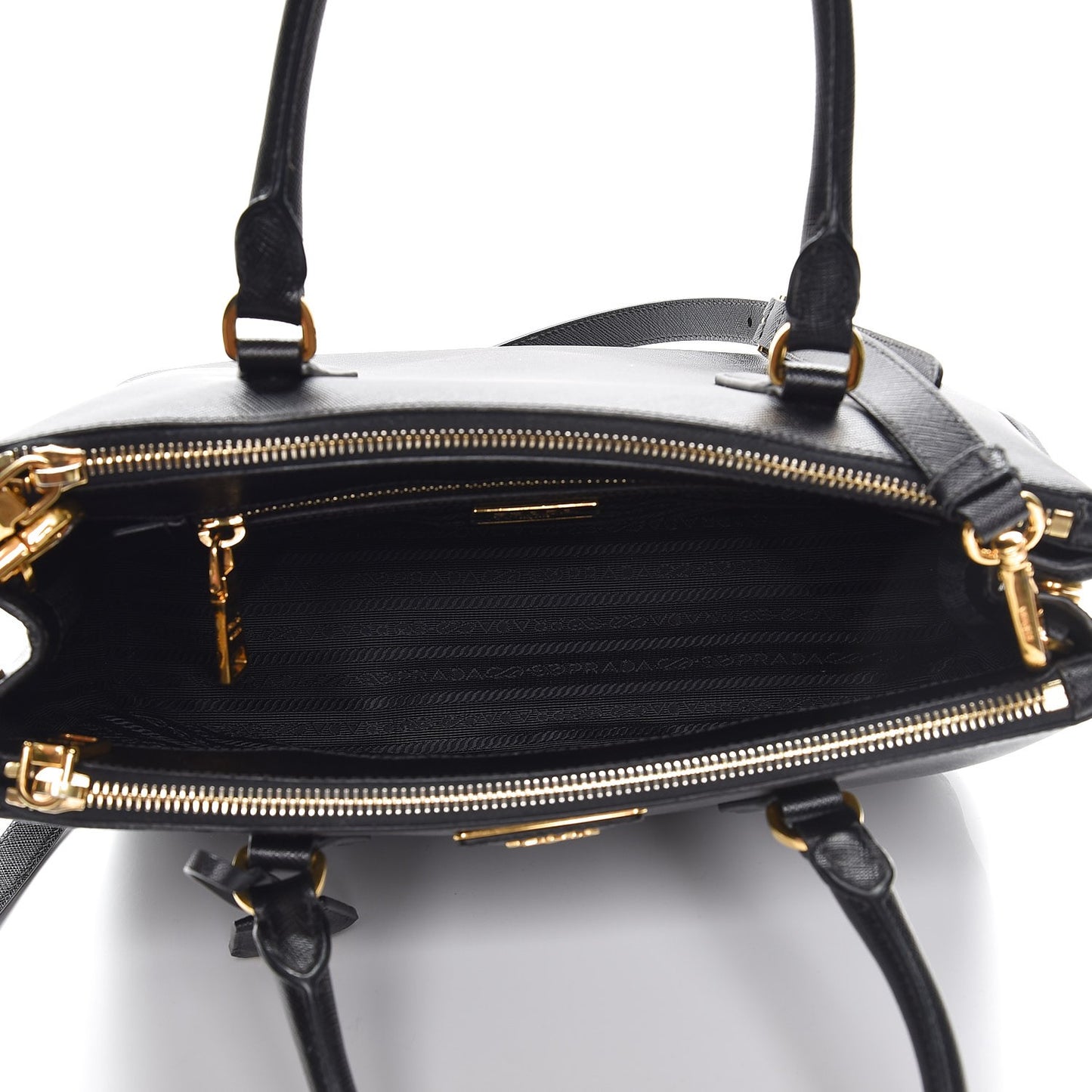 Saffiano Small Galleria Double Zip Tote Black
