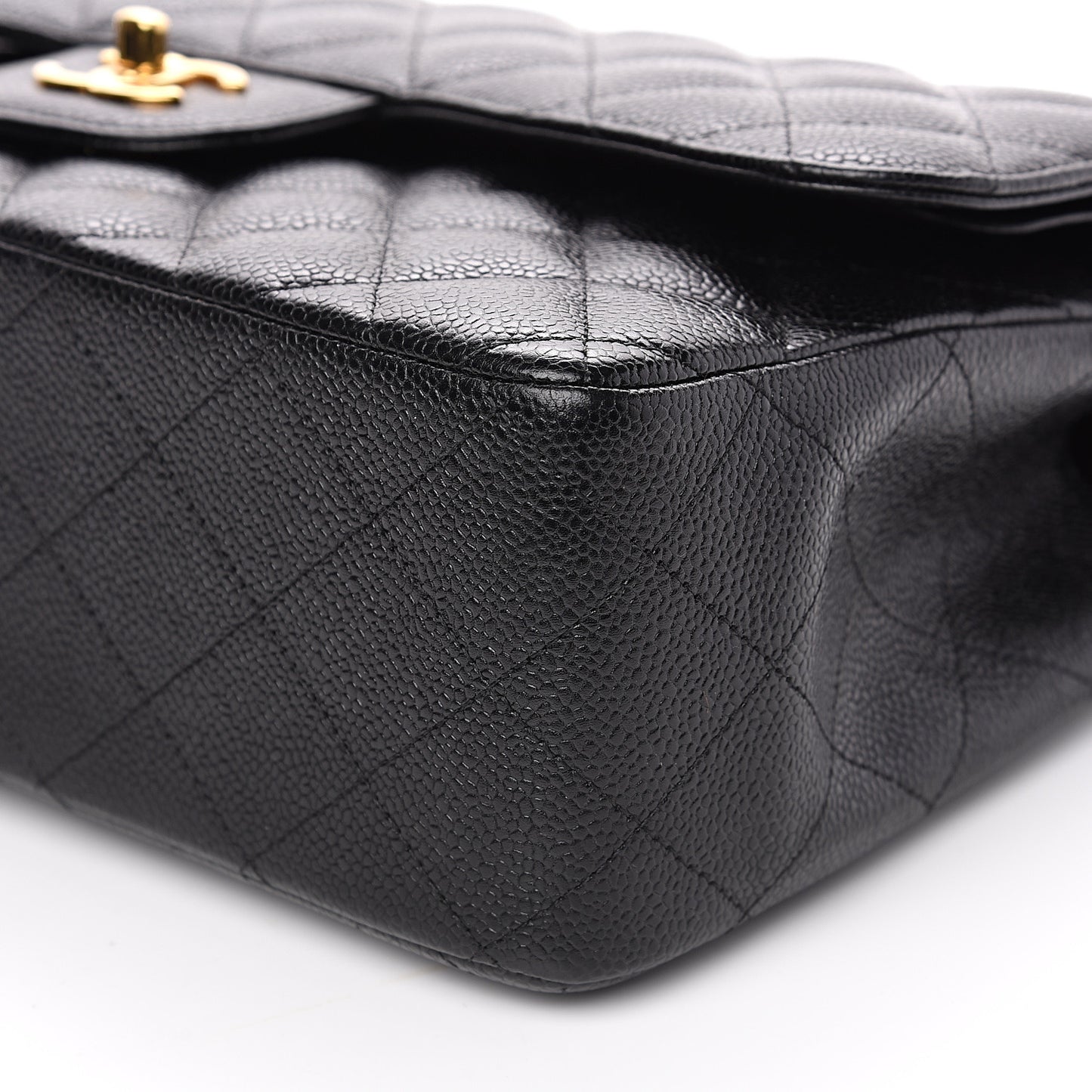 Caviar Quilted Jumbo Double Flap Black