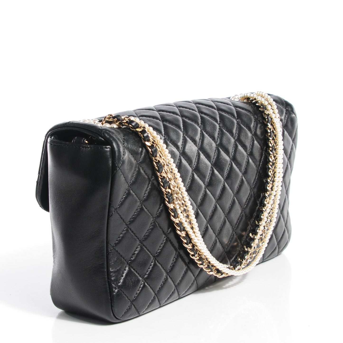 Lambskin Quilted Medium Westminster Pearl Flap Black