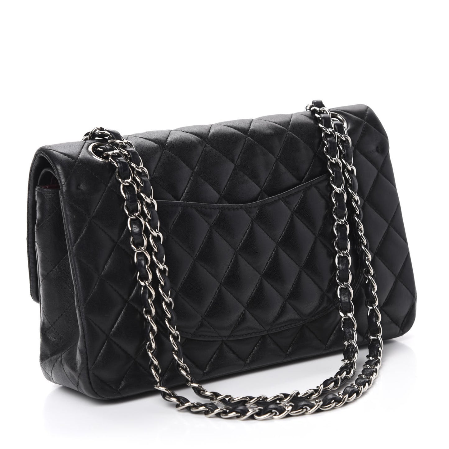 Lambskin Quilted Medium Double Flap Black