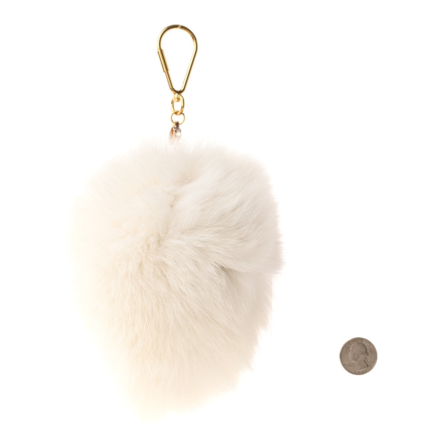 Fox Fur Fuzzy V Bag Charm White