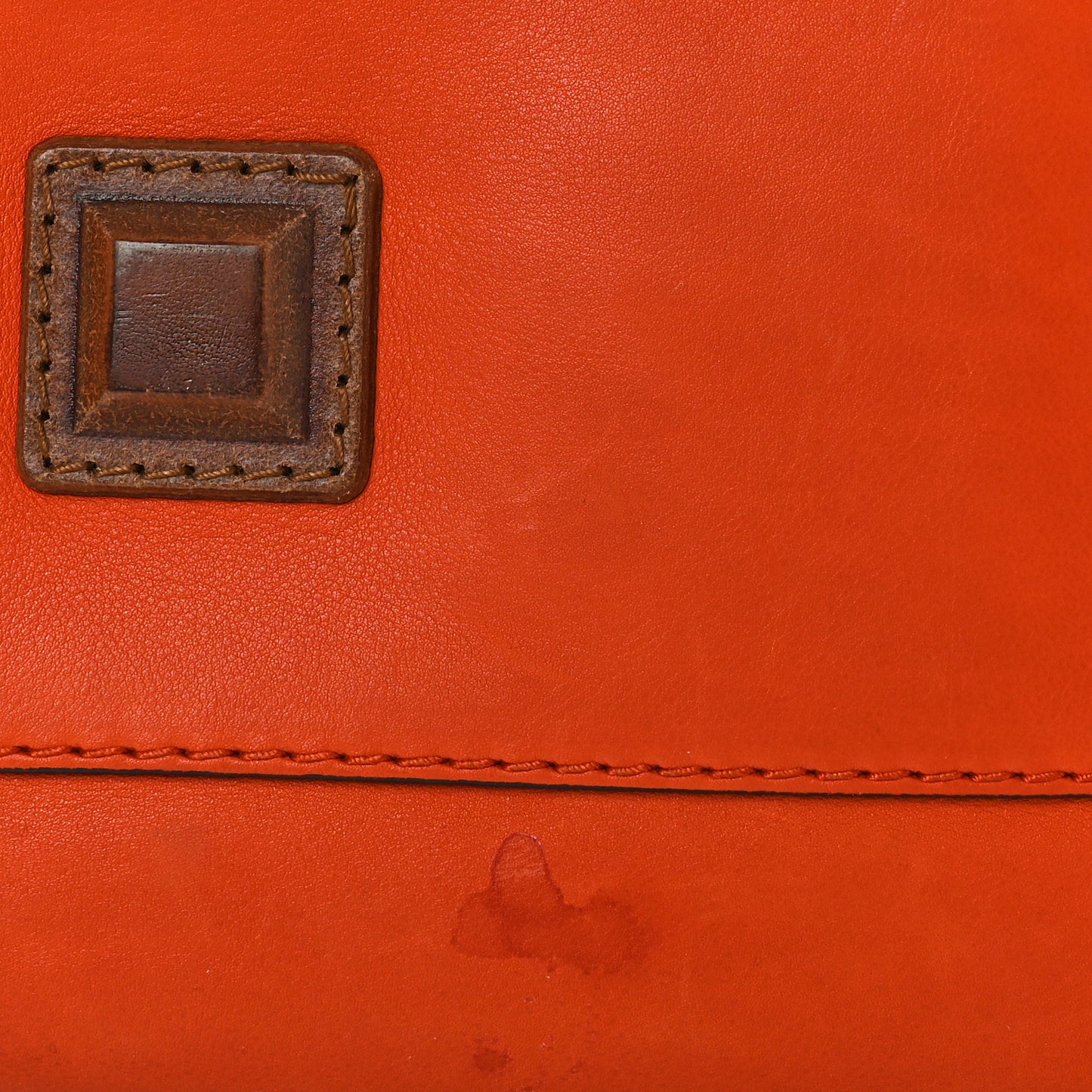 Calfskin Handmade Medium Top Handle Bag Orange
