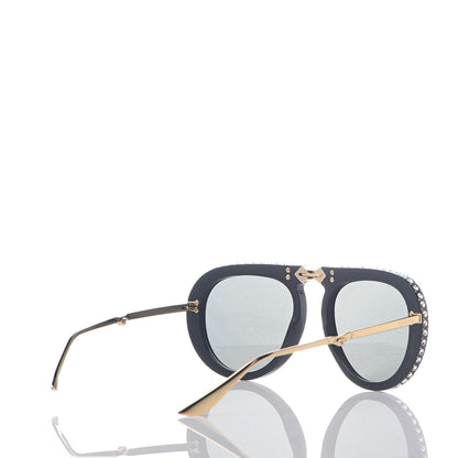 Gucci Acetate Crystal Foldable Aviator Sunglasses GG0307S Black 4 of 10