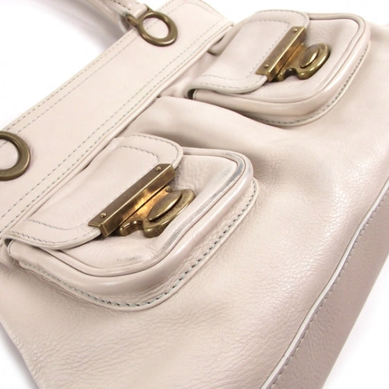 Leather Grace Kisslock Tote Linen