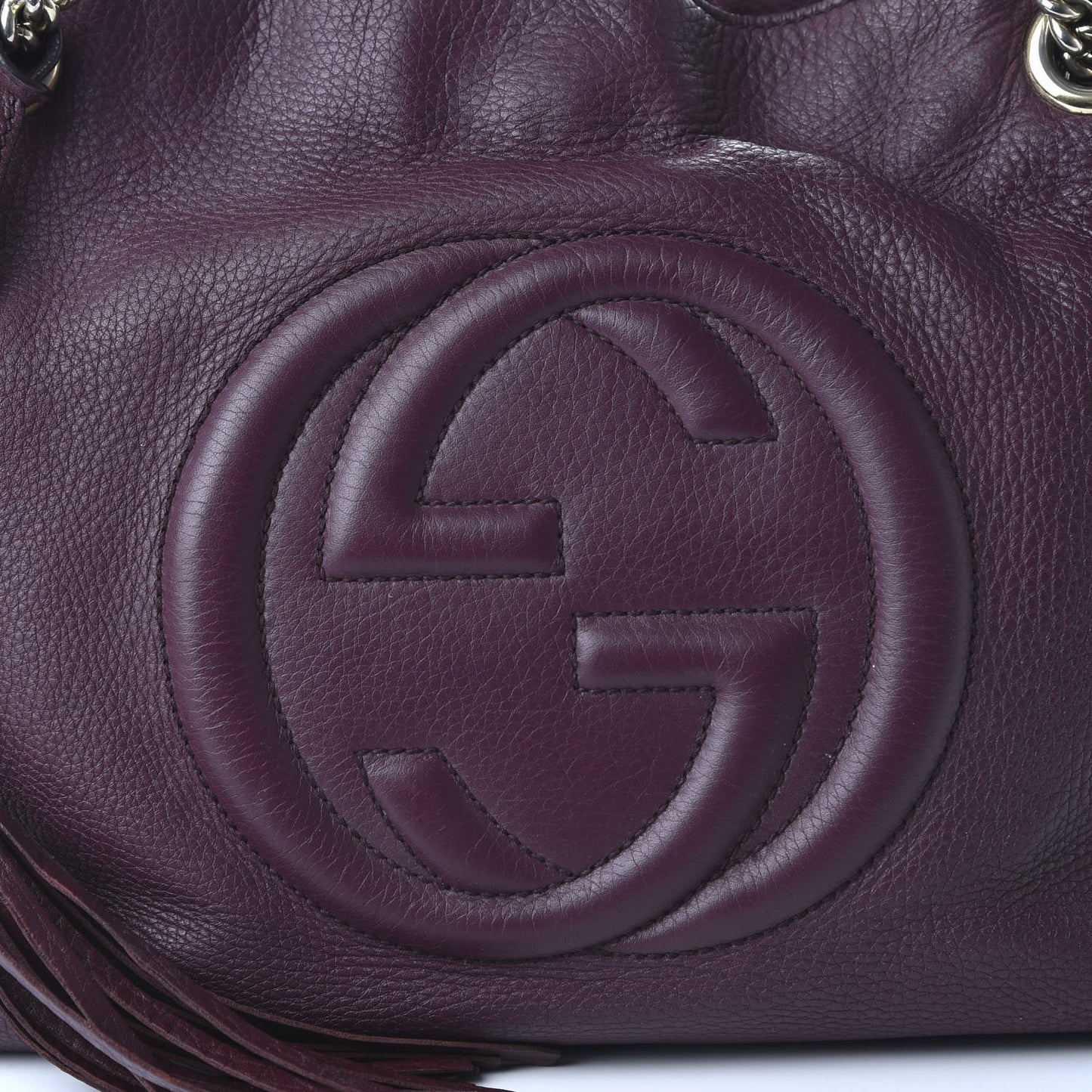 Pebbled Calfskin Medium Soho Chain Shoulder Bag Burgundy