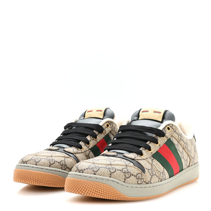 Gucci GG Supereme Monogram Miro Soft Calfskin Web Mens Screener Sneakers 9.5 Beige Ebony Black New Platinum 4 of 9