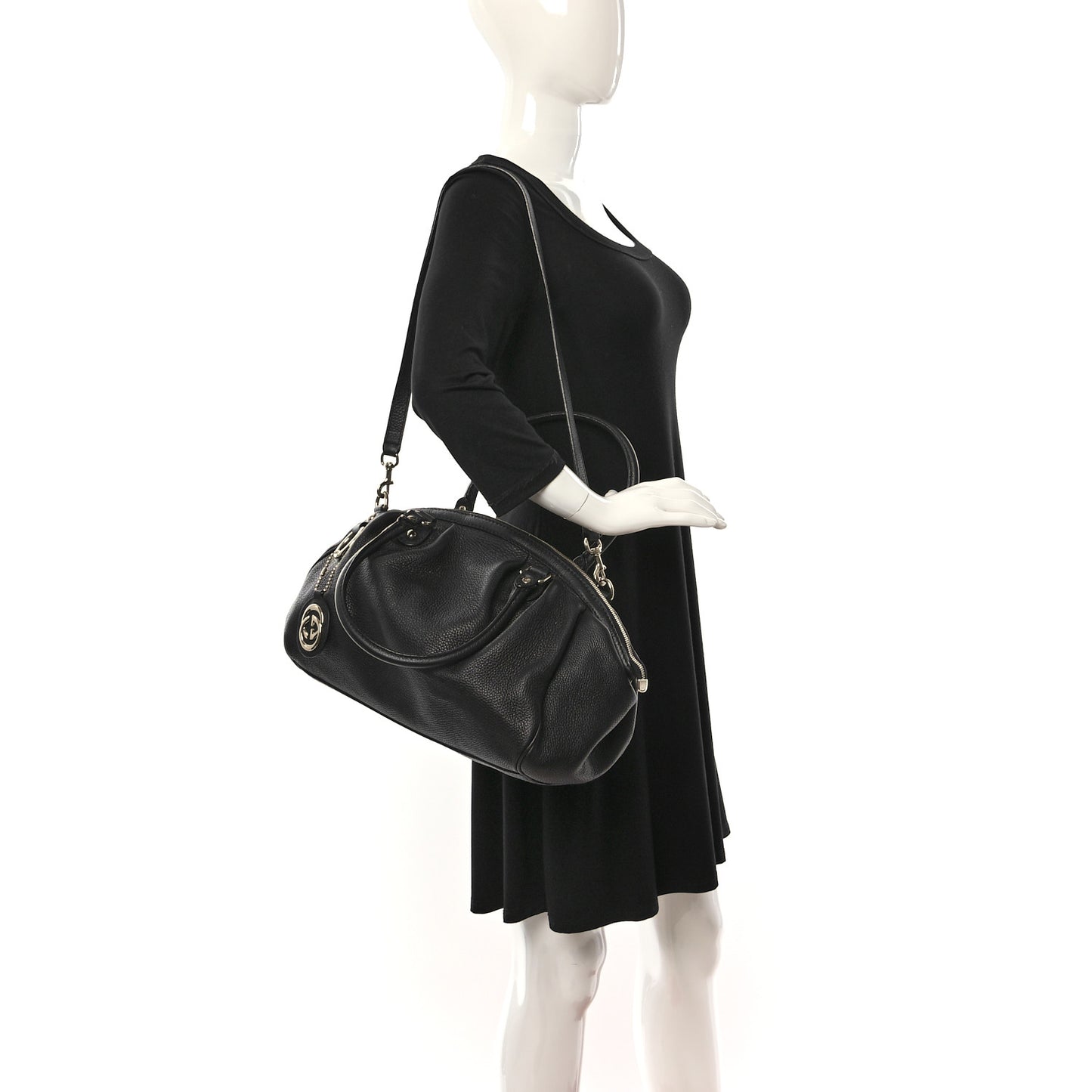Calfskin Medium Sukey Boston Bag Black