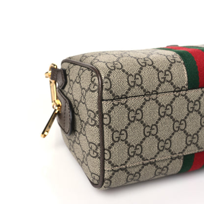 Gucci GG Supreme Monogram Textured Dollar Calfskin Web Mini Ophidia Top Handle Bag Beige Ebony New Acero 9 of 10