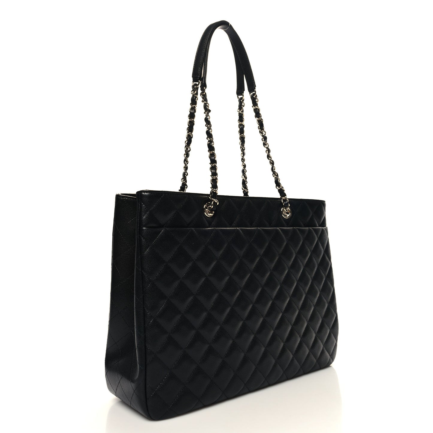 Caviar Quilted Large Shopping Tote Black