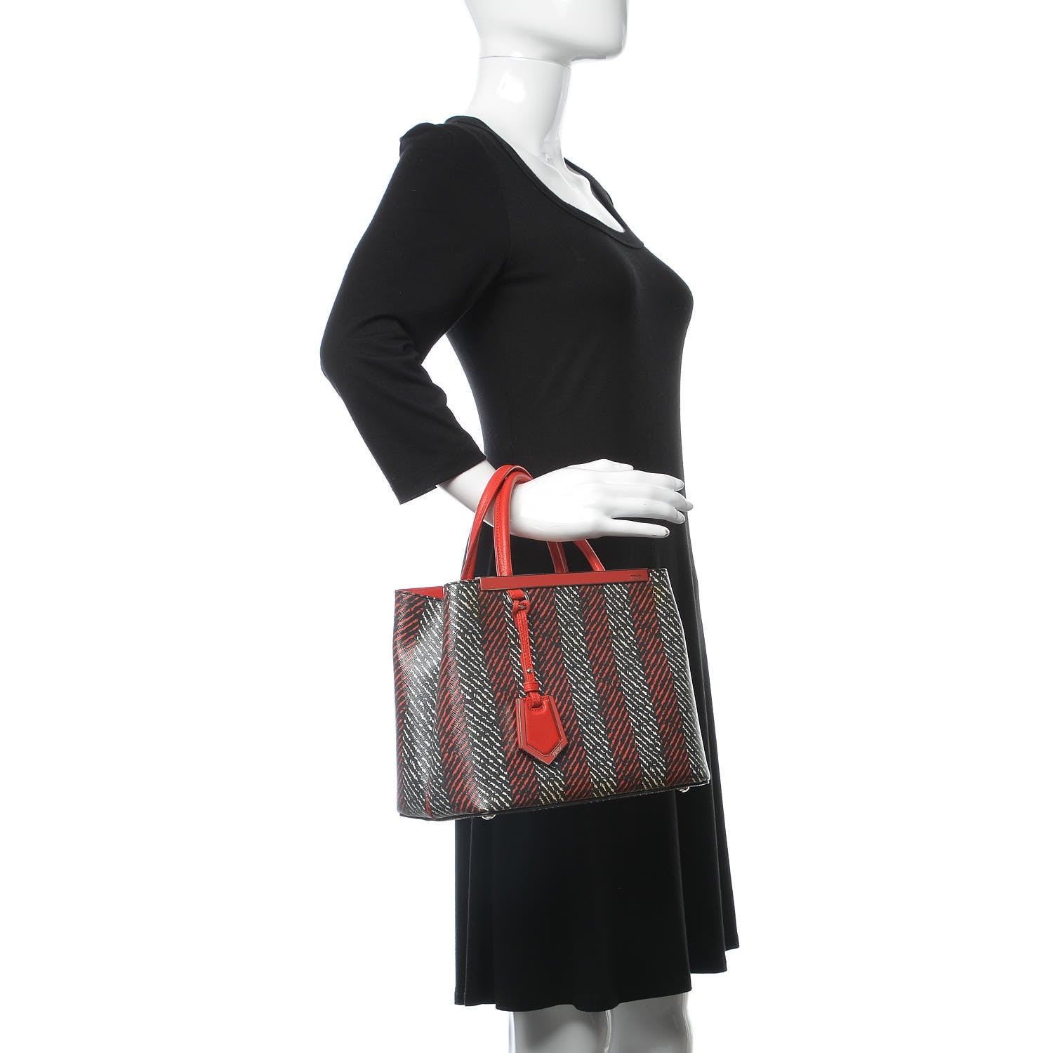 Fendi Vitello Elite Petite 2Jours Tote Papavero Rosso 3 of 9