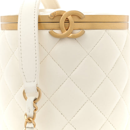 Chanel Lambskin Quilted Crown Box Bag White 8 of 12