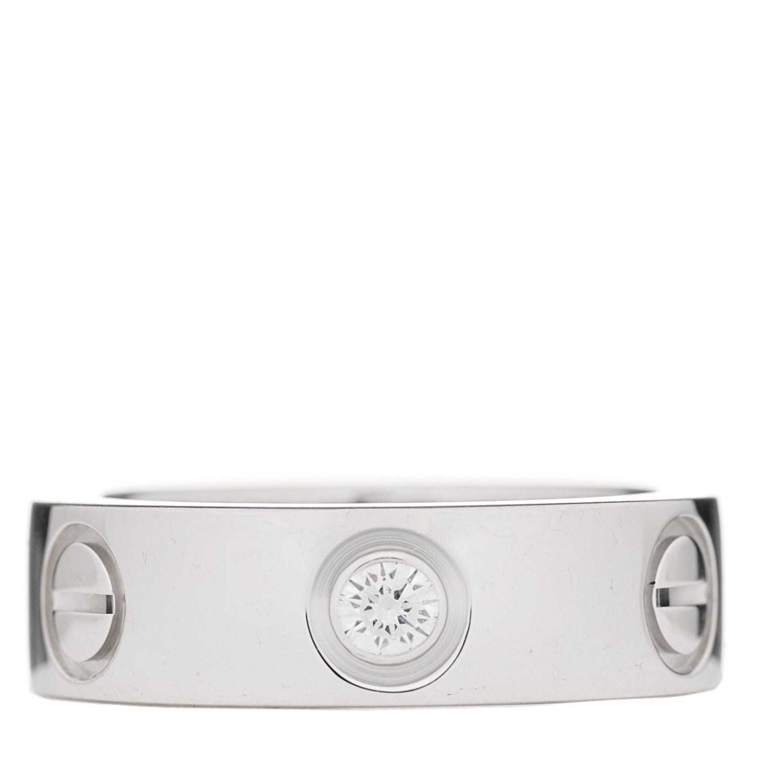 Cartier 18K White Gold 3 Diamond 5.5mm LOVE Ring 47 4 1 of 3