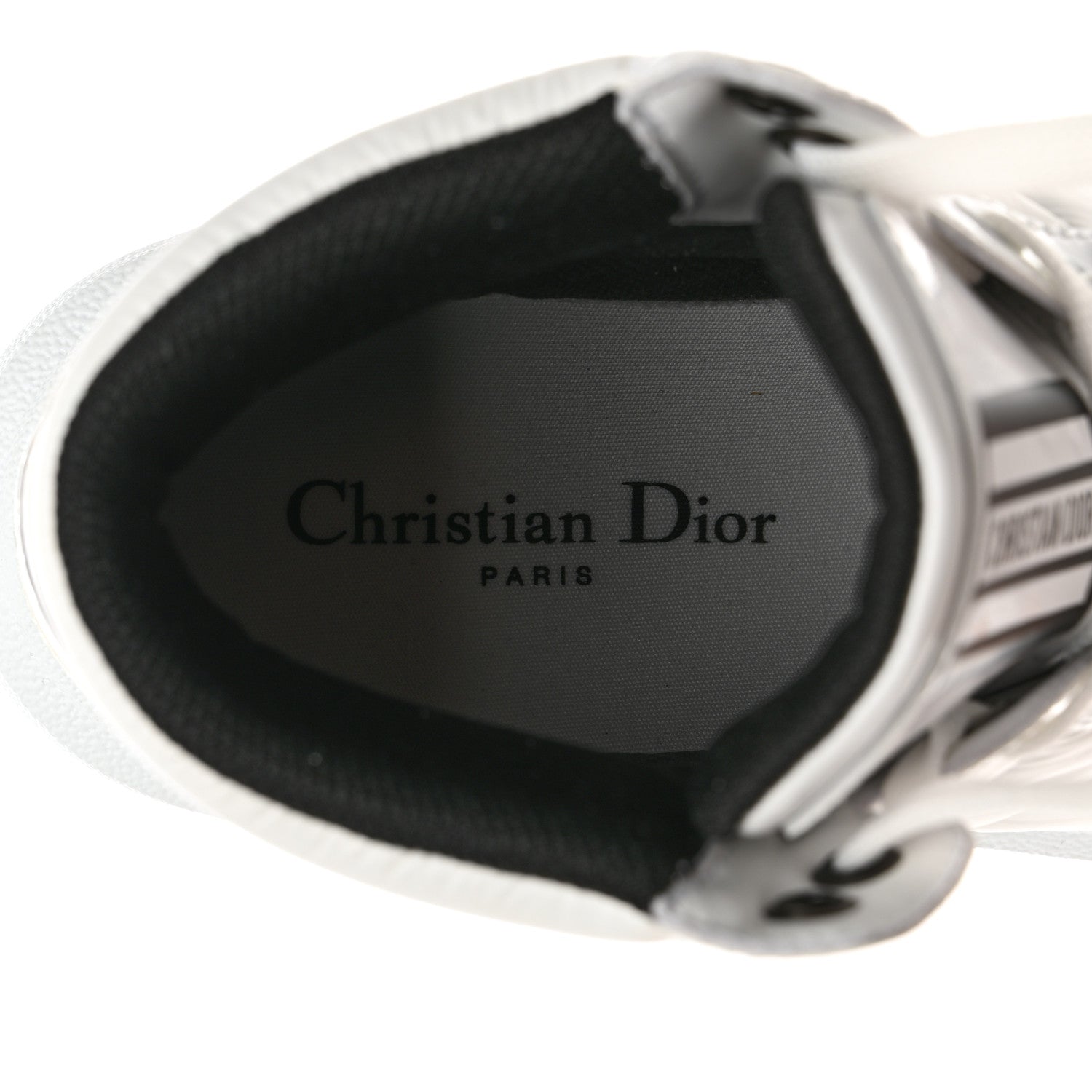 Christian Dior CHRISTIAN DIOR Nylon Fabric Womens D-Player High Top Sneakers 37 White Black 7 of 9