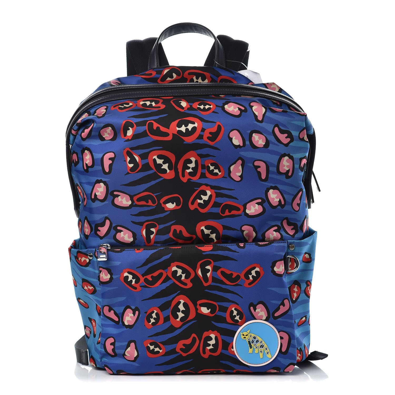 Fendi Nylon Vitello Jaguar Print Backpack Cobalto Multicolor Blue Notte 1 of 7