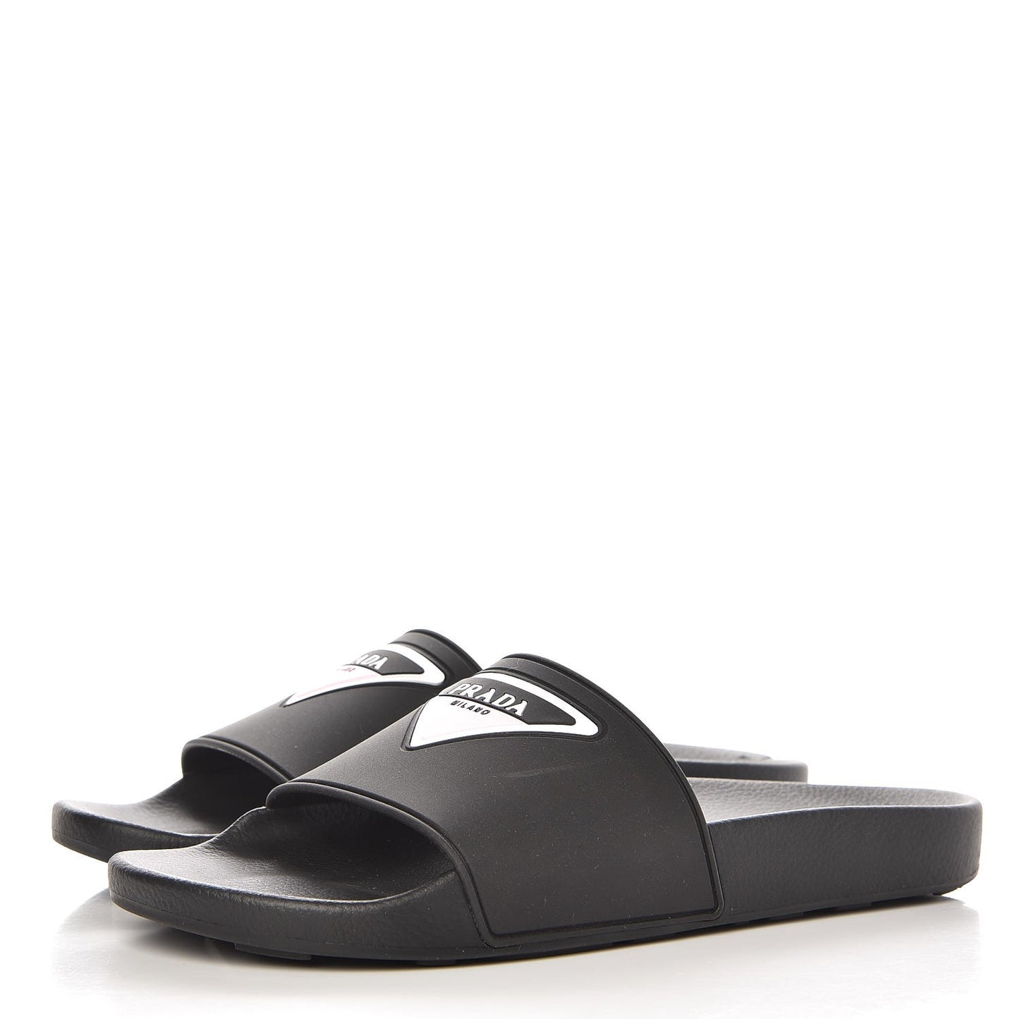 PVC Logo Embossed Pool Slide Sandals 40 Black