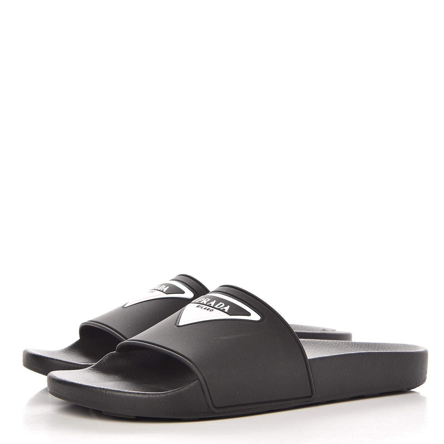 Prada PVC Logo Embossed Pool Slide Sandals 40 Black 2 of 8