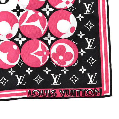 Louis Vuitton Silk Monogram Marbles Square 45 Scarf Black White Rose 2 of 3
