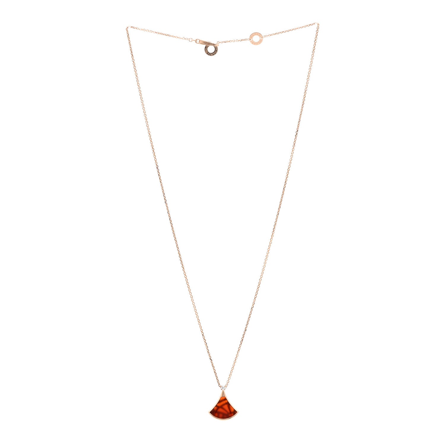 Bulgari 18K Rose Gold Diamond Carnelian Divas' Dream Pendant Necklace 3 of 5