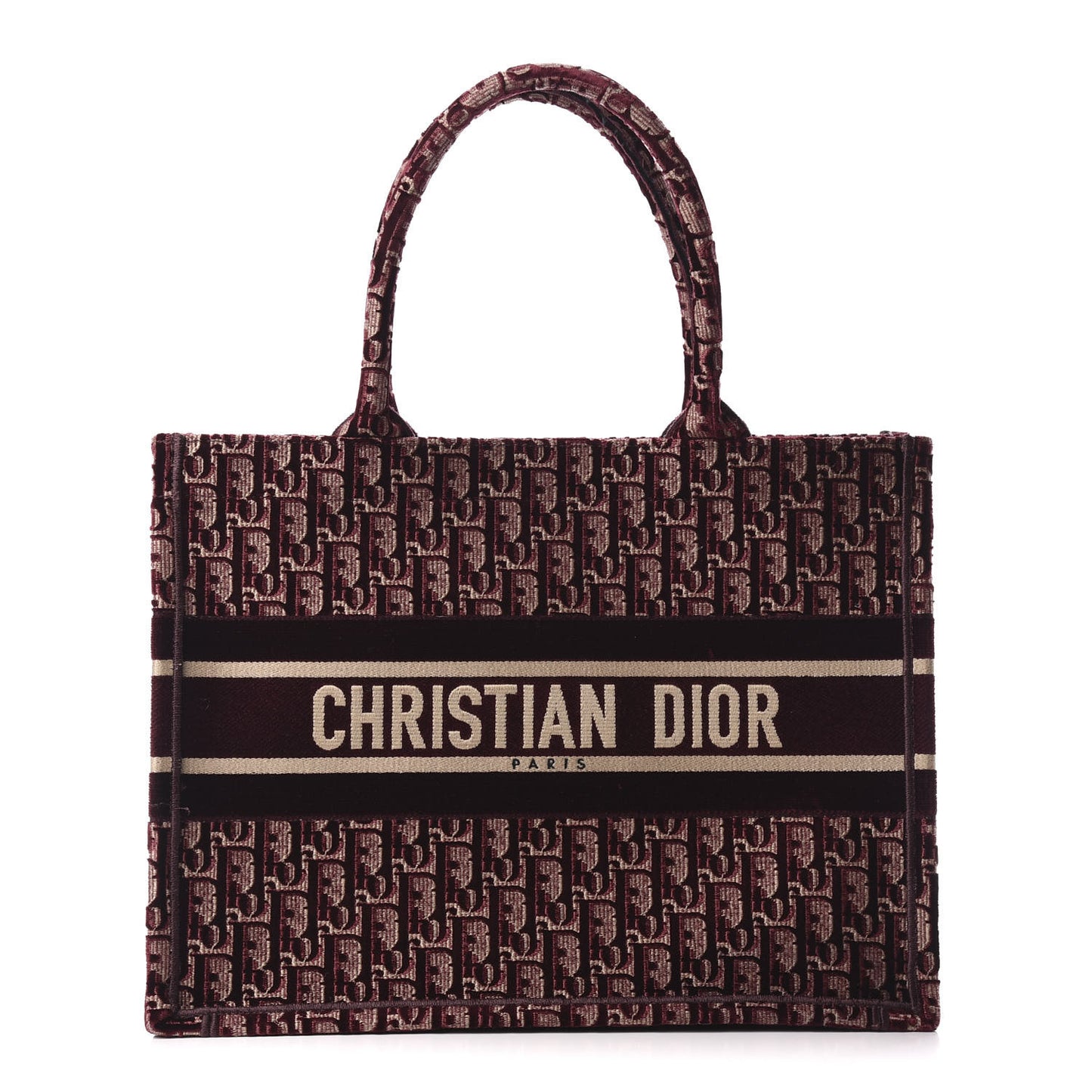 Oblique Velvet Medium Book Tote Burgundy