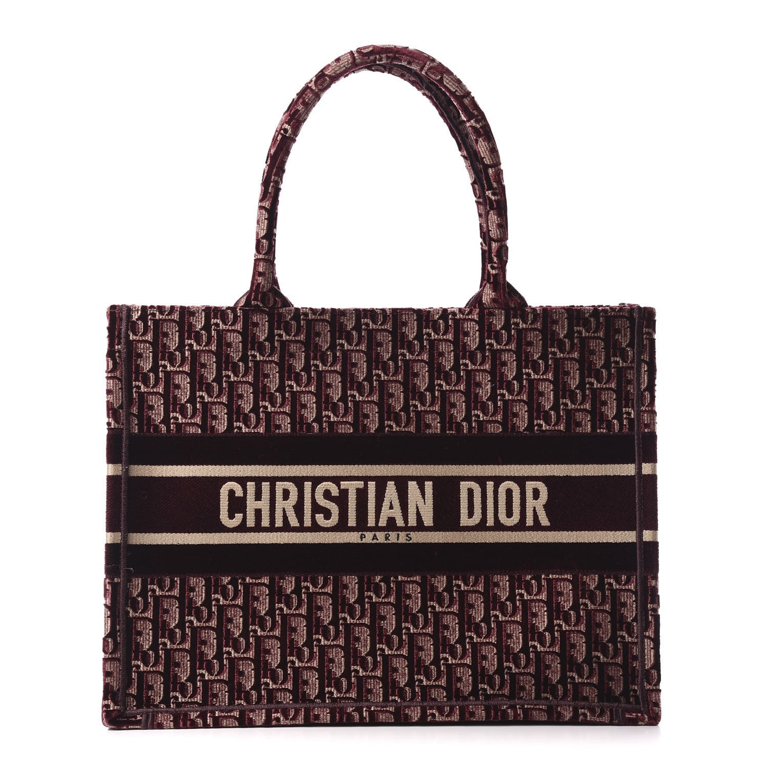 Christian Dior Oblique Velvet Medium Book Tote Burgundy 1 of 8