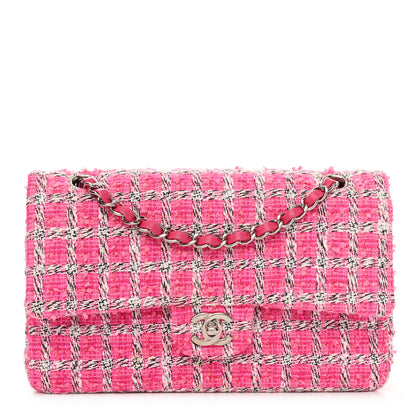 Chanel Tweed Quilted Medium Double Flap Hot Pink 1 of 11