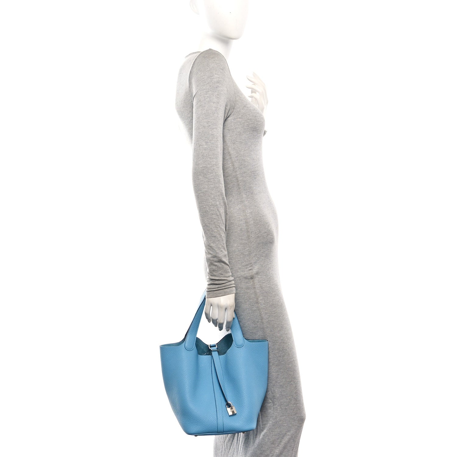 Hermes Taurillon Clemence Picotin Lock 22 MM Bleu Du Nord 2 of 10