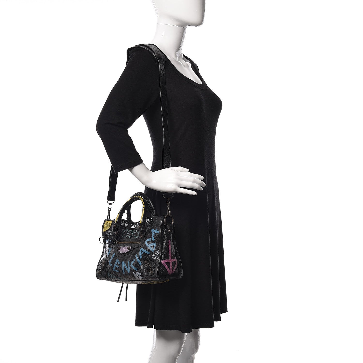 Balenciaga Agneau Graffiti All Over Classic Hardware S City Black Multicolor 2 of 9