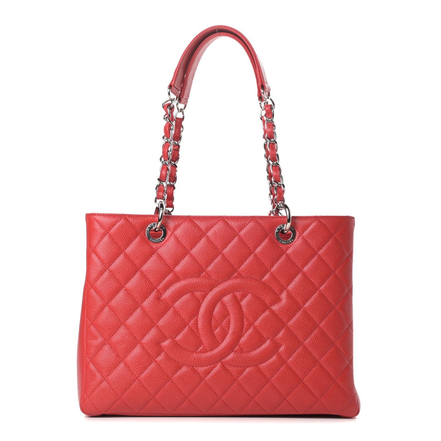 Chanel Caviar Quilted Grand Shopping Tote GST Red 1 of 11