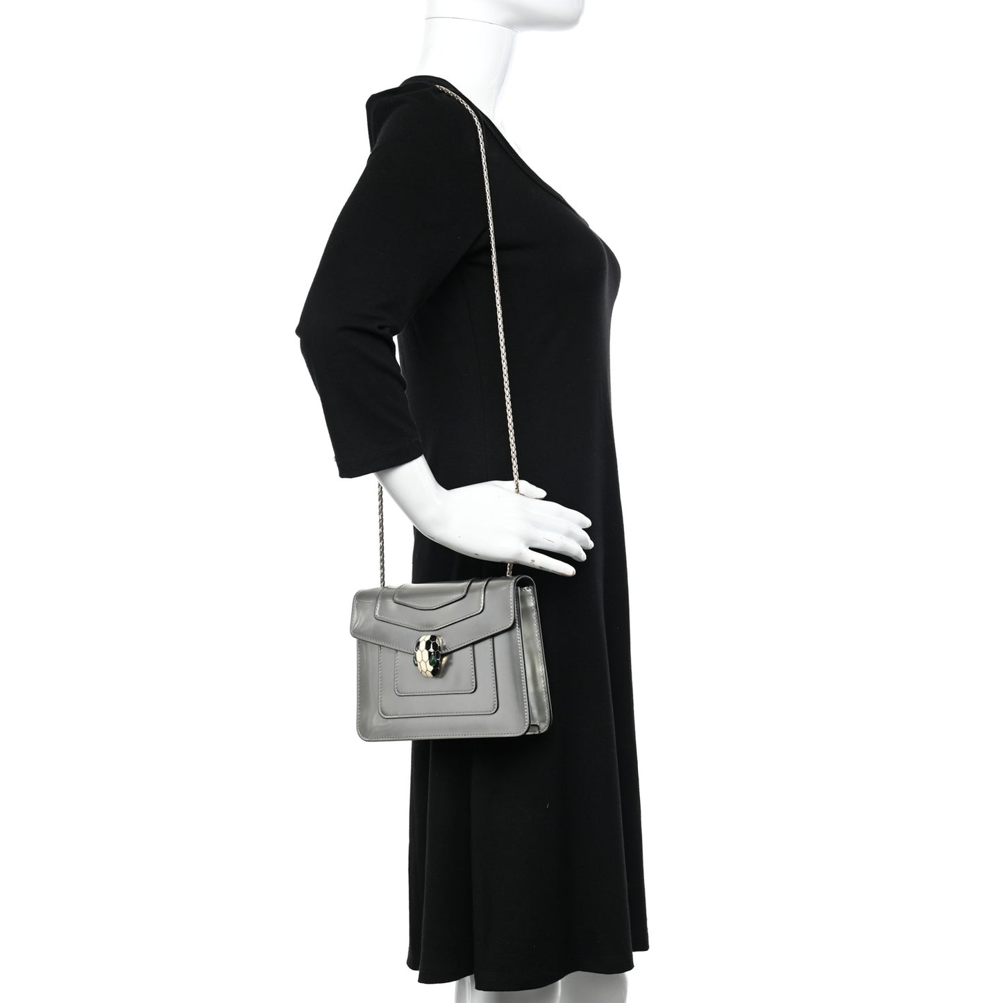 Metallic Calfskin Serpenti Forever Crossbody Bag Silver