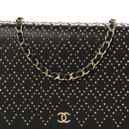 Chanel Lambskin Studded Wallet on Chain WOC Grey 10 of 15