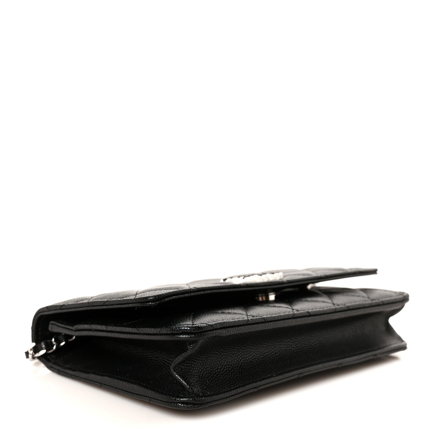 Chanel Caviar Quilted Chanel 19 Wallet On Chain WOC Black White 4 of 12