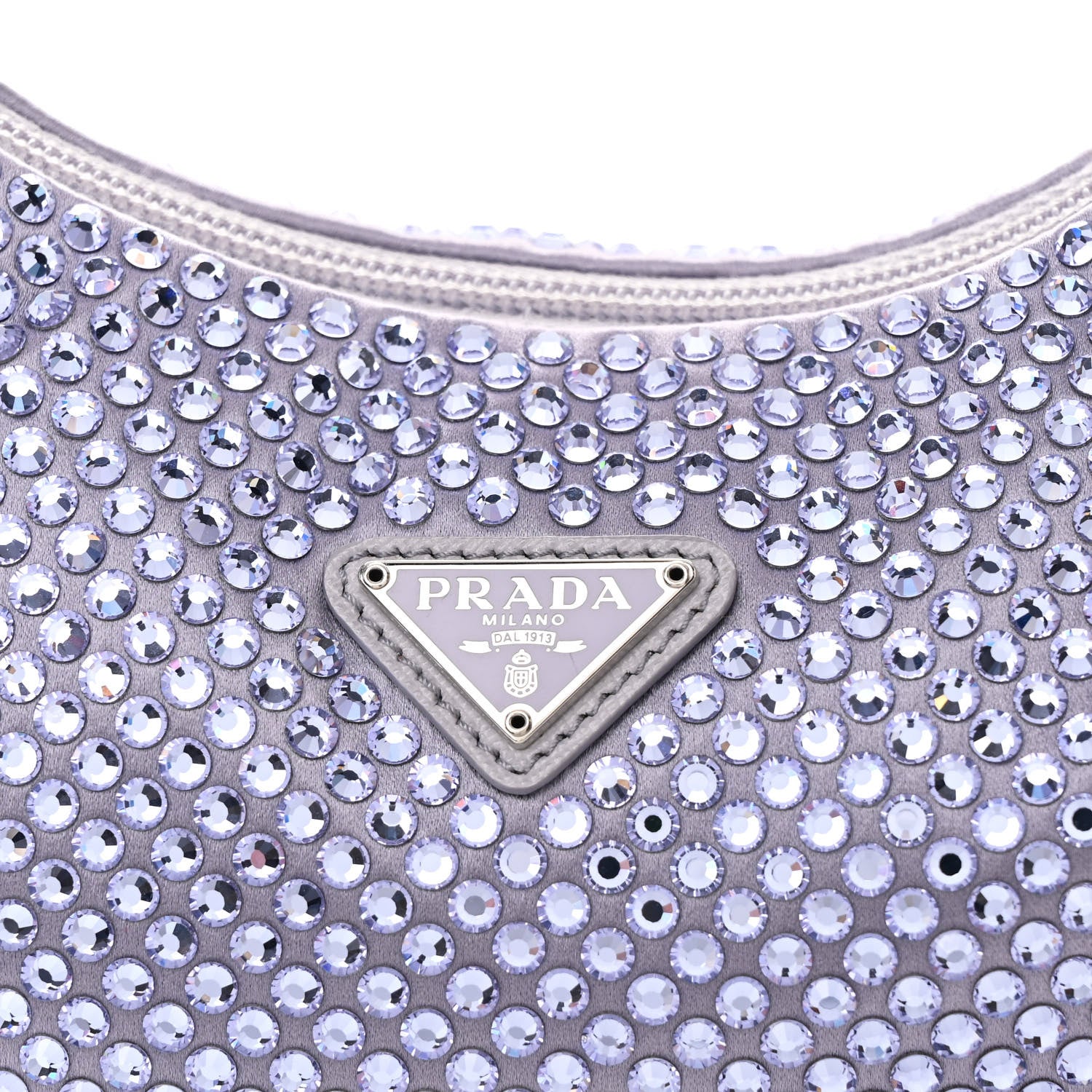Prada Satin Crystal Mini Re-Edition 2000 Bag Glicine 8 of 11