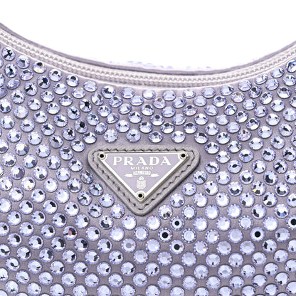Prada Satin Crystal Mini Re-Edition 2000 Bag Glicine 8 of 11