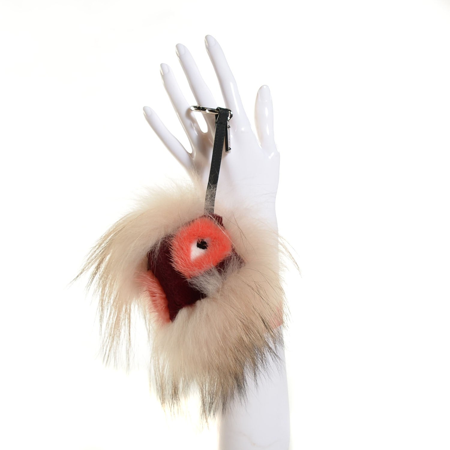Fendi Fox Mink Rabbit Fur Vitello Flamingo Punchy Monster Bag Bug Charm Flamingo Rosa 2 of 7