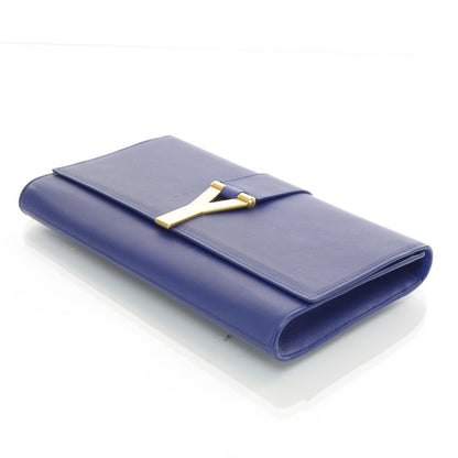 Saint Laurent Leather Chyc Clutch Blue 4 of 8