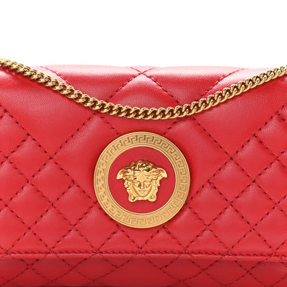 Versace Nappa Quilted Trapuntata Tribute Wallet Chain Crossbody Rosso 8 of 10