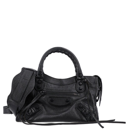 Balenciaga Shiny Goatskin Matte Black Metallic Edge Hardware Mini City Black 1 of 8